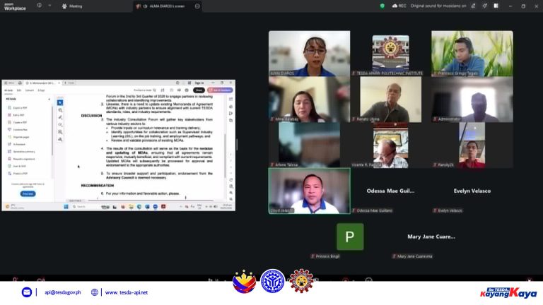 TESDA-Aparri Polytechnic Institute Holds Advisory Council Meeting via Zoom